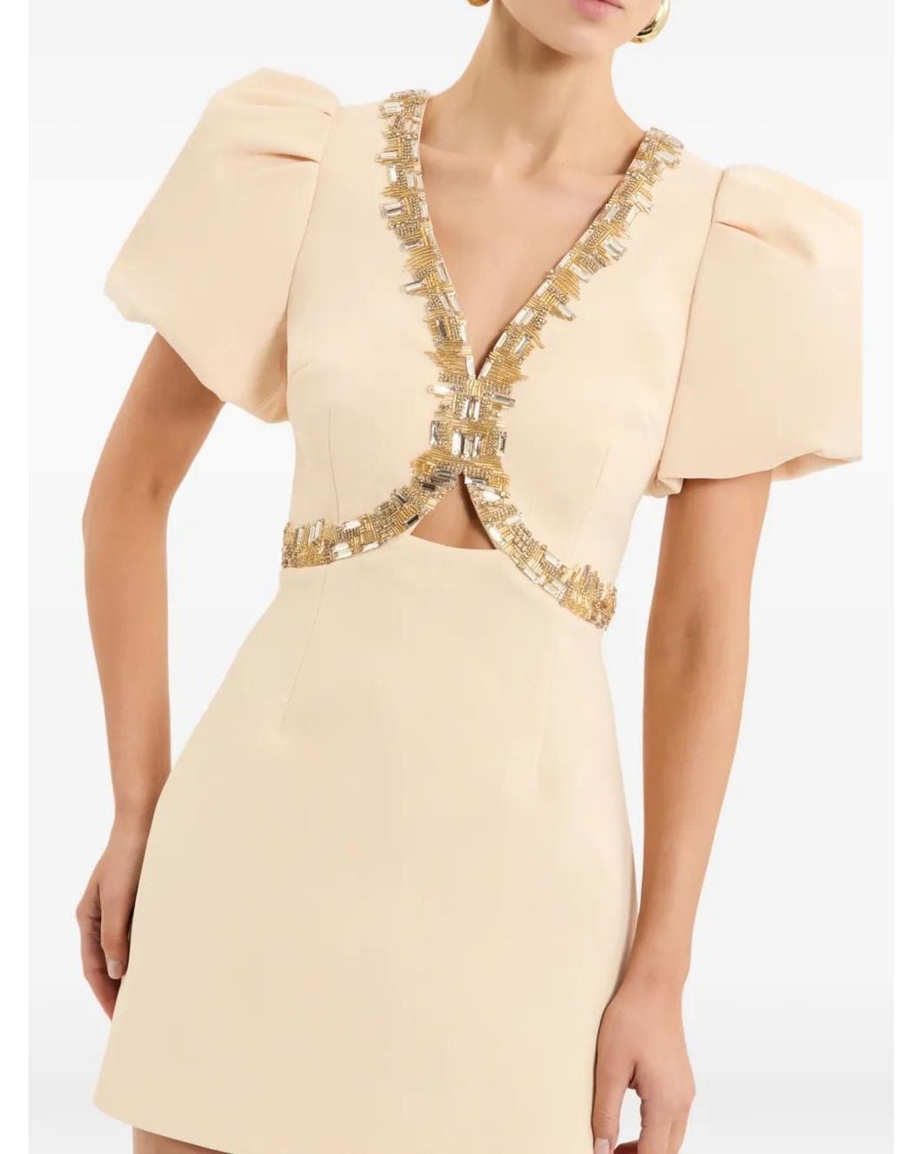 Rebecca Vallance Natural Alexandrite Puff Sleeve Mini Dress