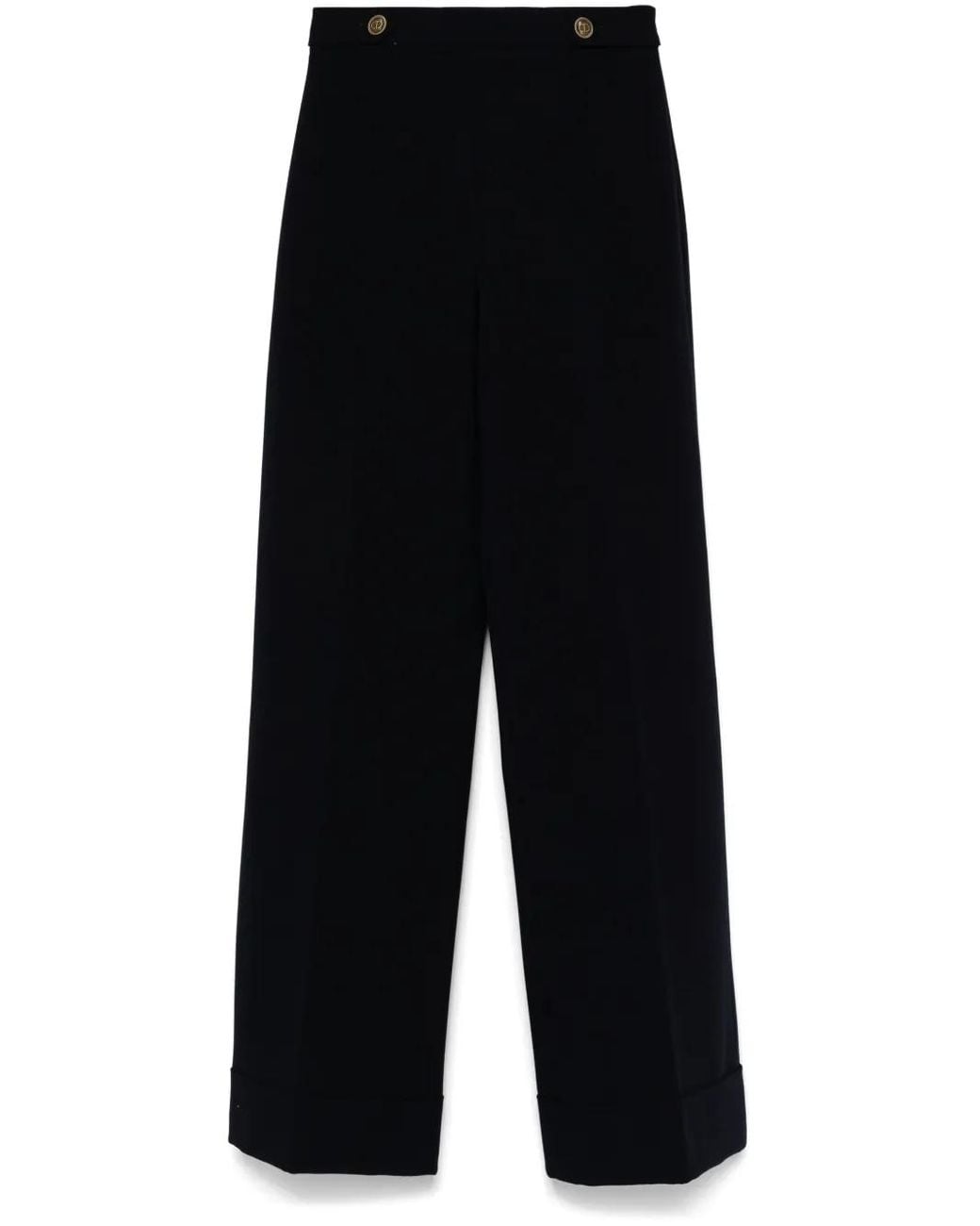 Twinset Black Cady High-Waist Trousers