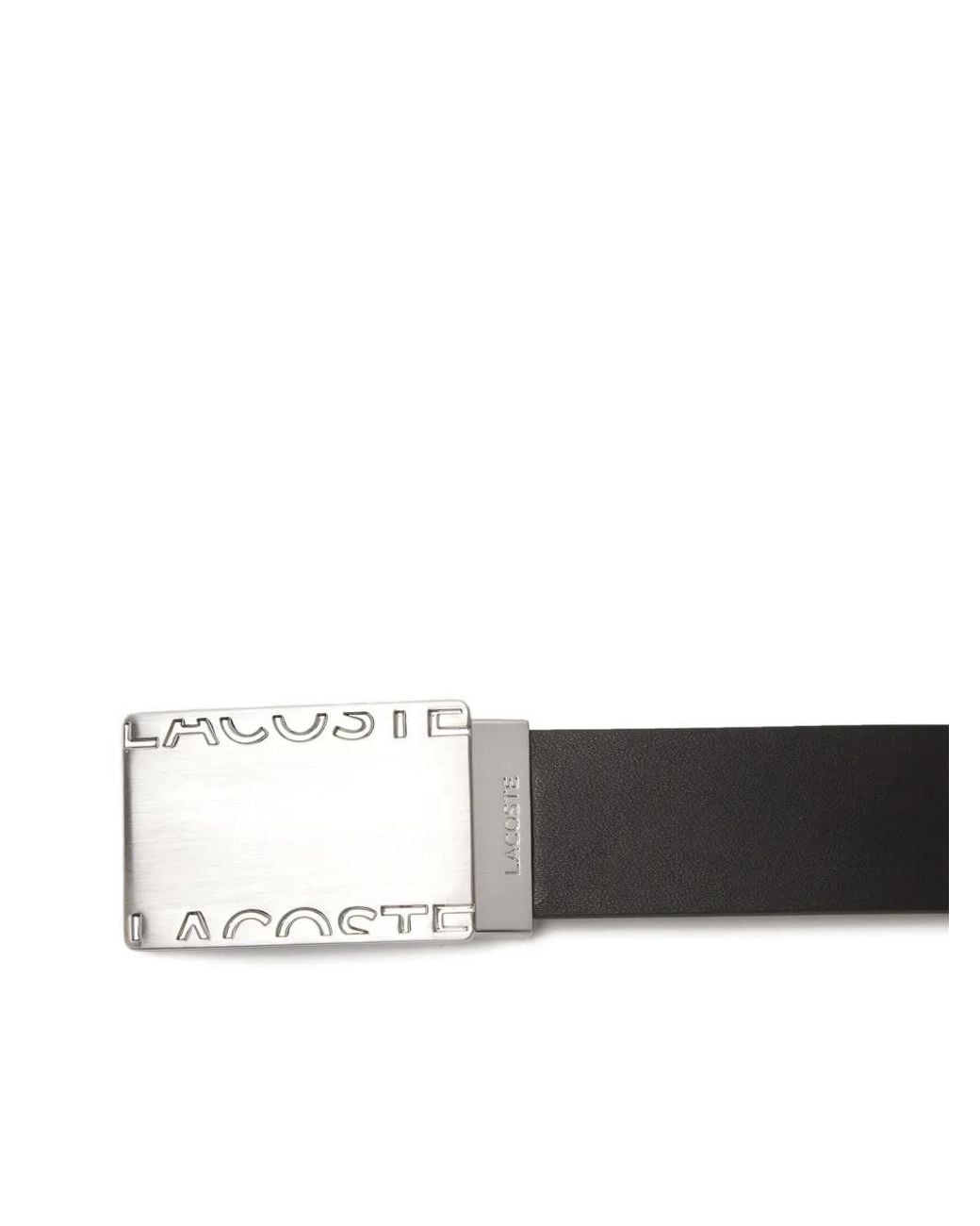 Lacoste Black Buckle-Logo Leather Belt for men