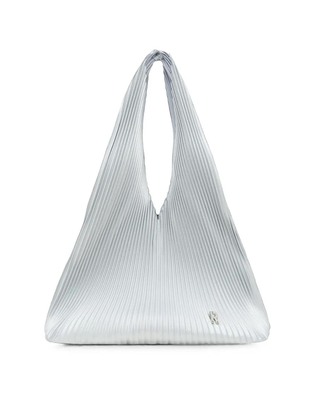 Repleat White Mini Hobo Pleated Tote Bag