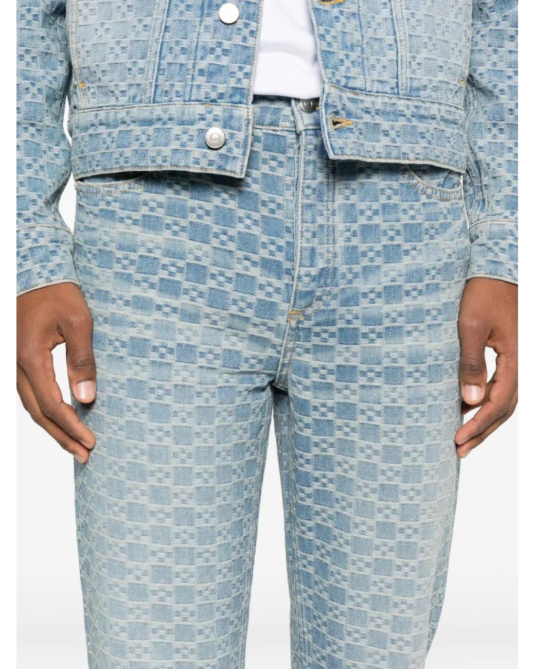 Sandro Blue Square-Pattern Jeans for men