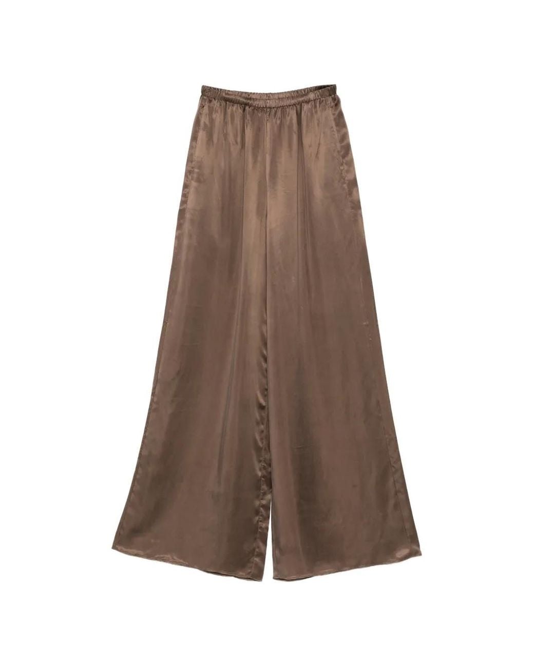 Ruohan Brown Satin-Finish Elasticated-Waist Trousers
