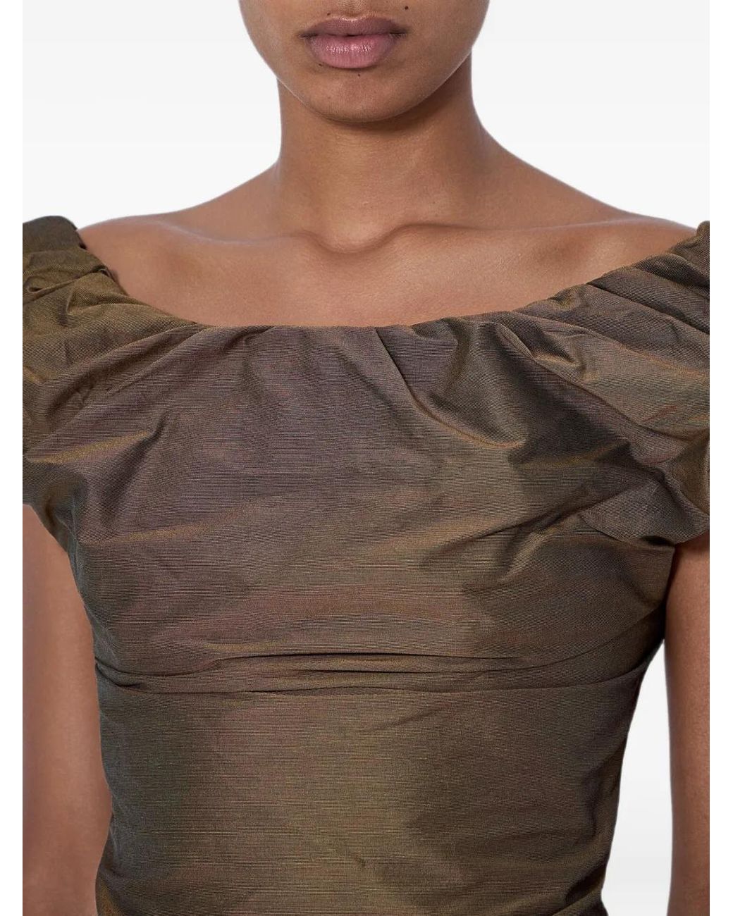 Vivienne Westwood Brown Ruched Off-Shoulder Top