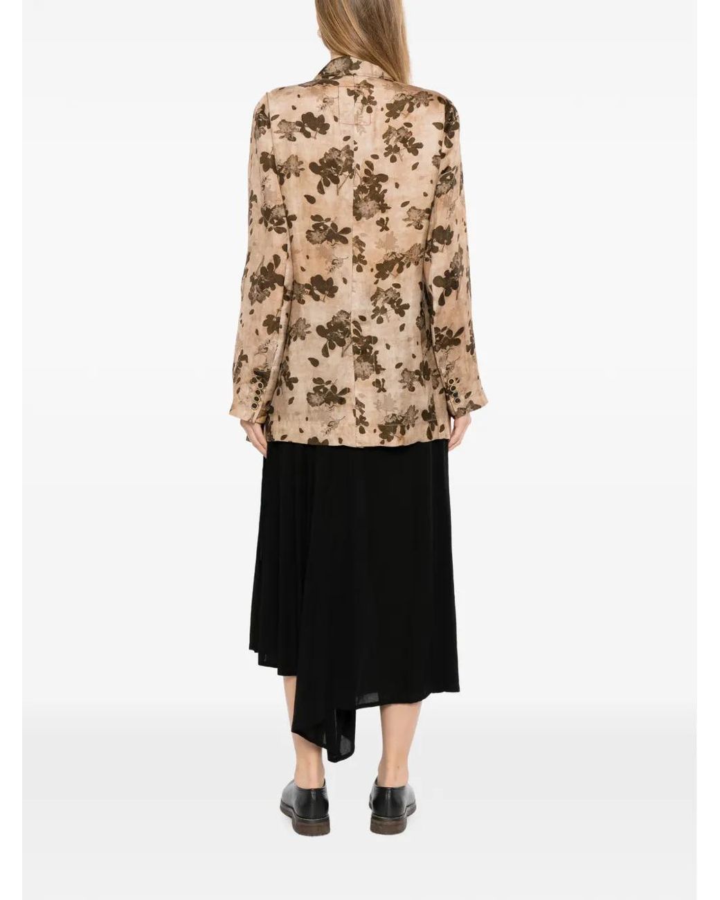 Uma Wang Natural Floral-Print Wrap Jacket