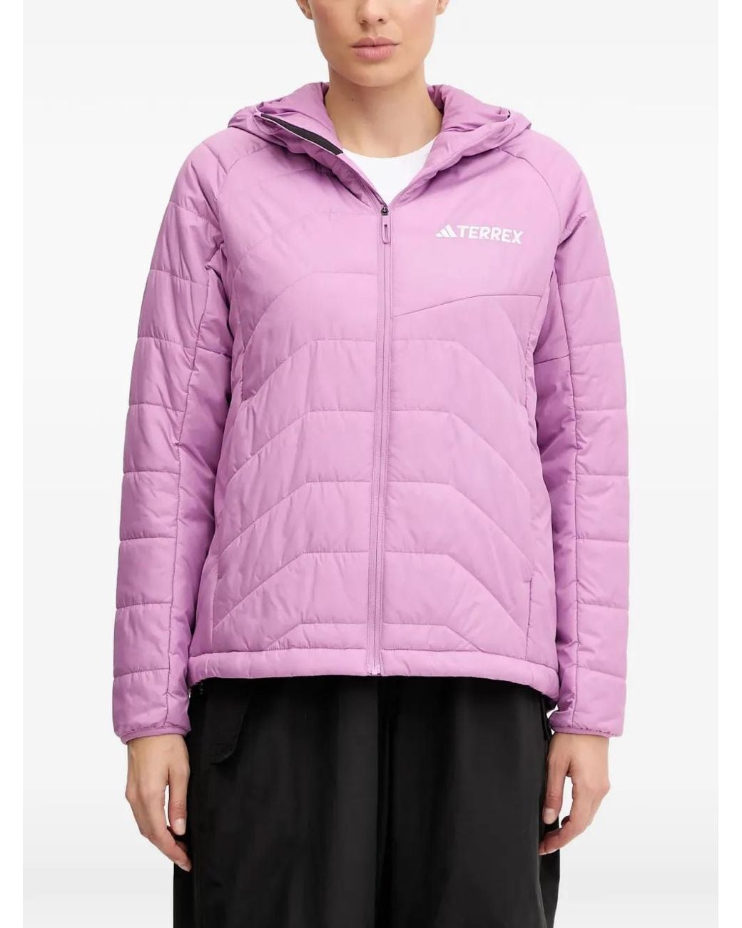 Adidas Pink Quilted Hooded Jacket