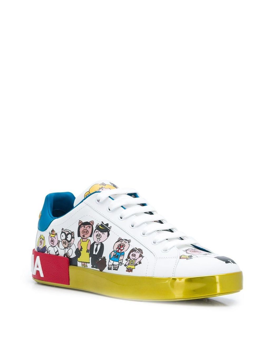 Dolce Gabbana Pig Family Print Sneakers in White for Men Lyst