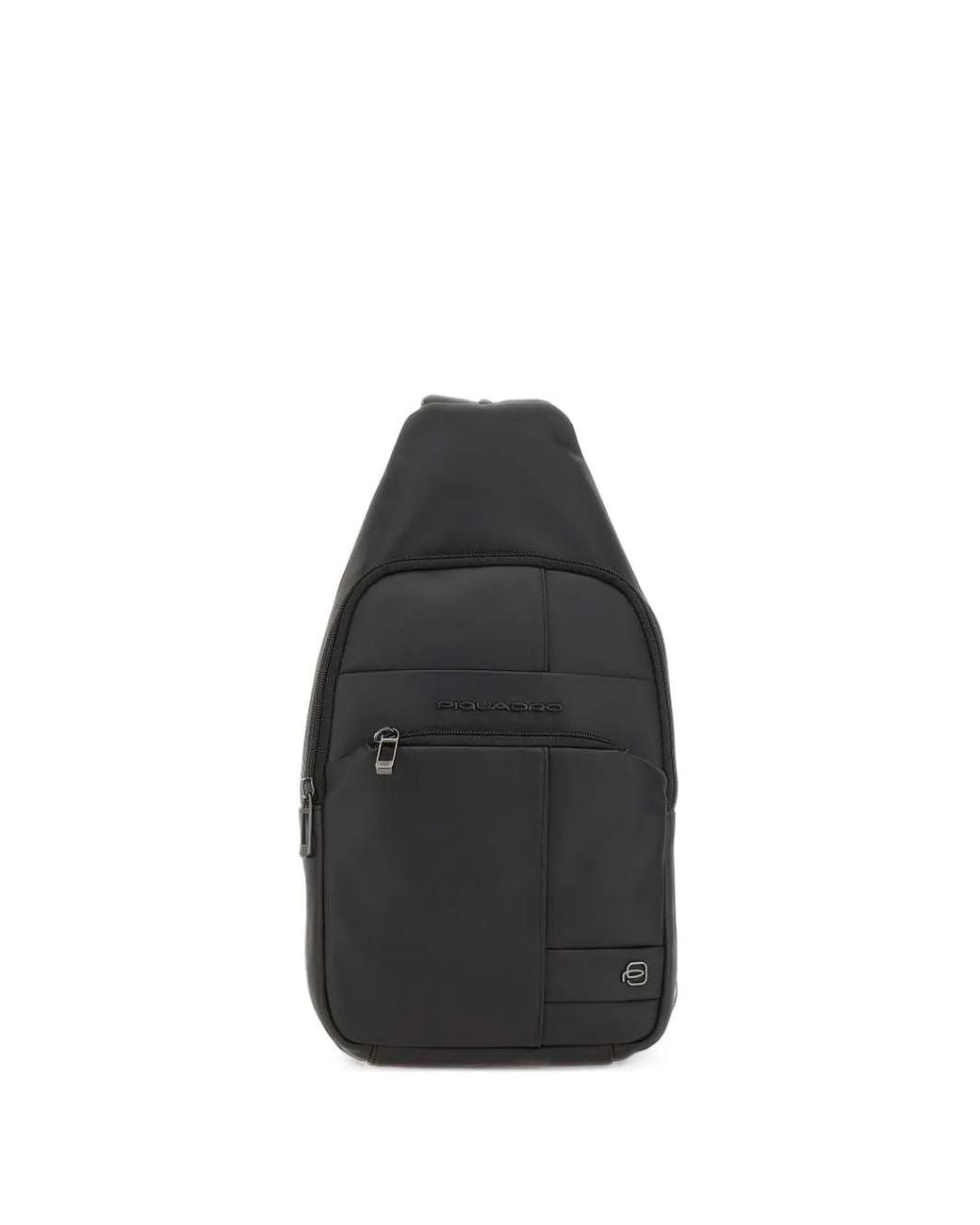 Piquadro Black Rubberised Logo-Plaque Backpack for men