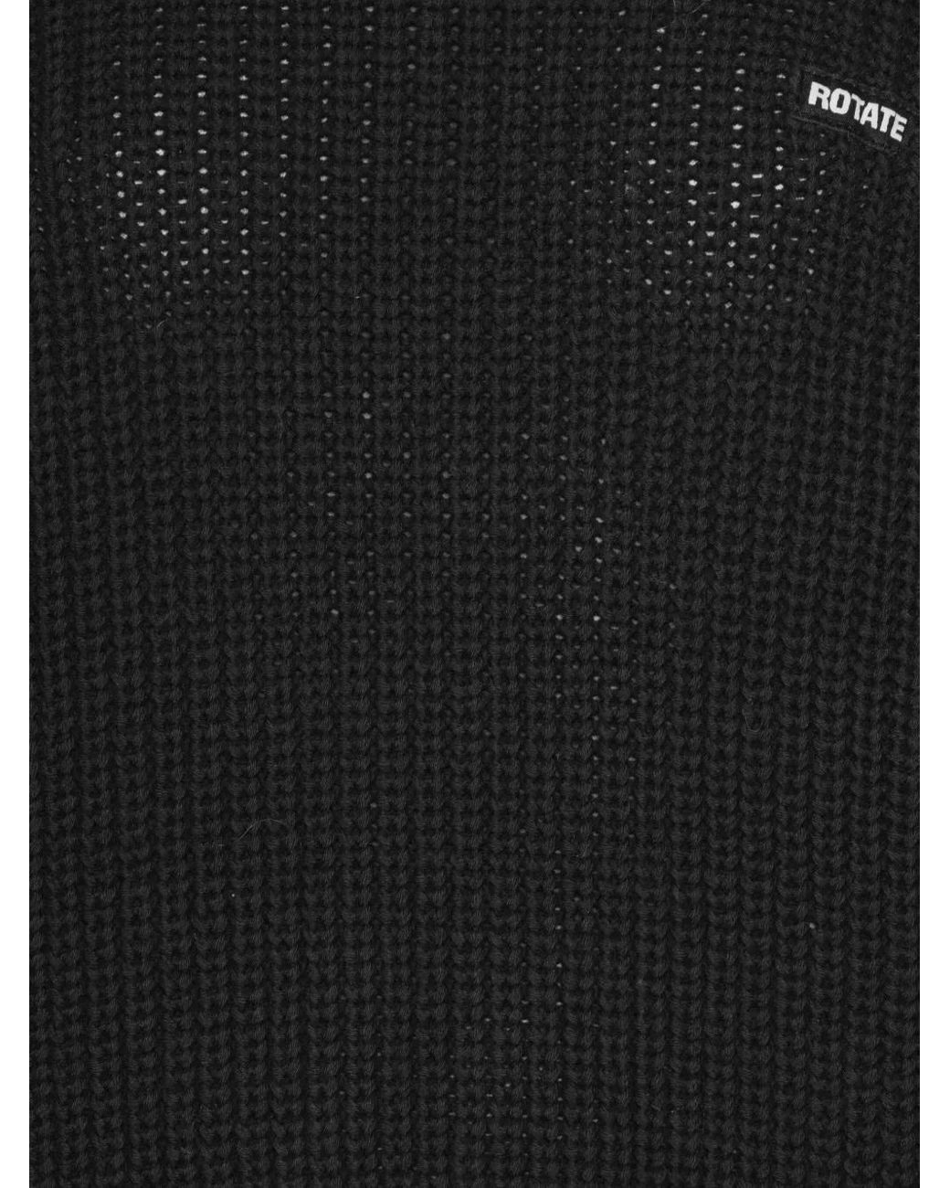 ROTATE BIRGER CHRISTENSEN Black Gerippter Rollkragenpullover