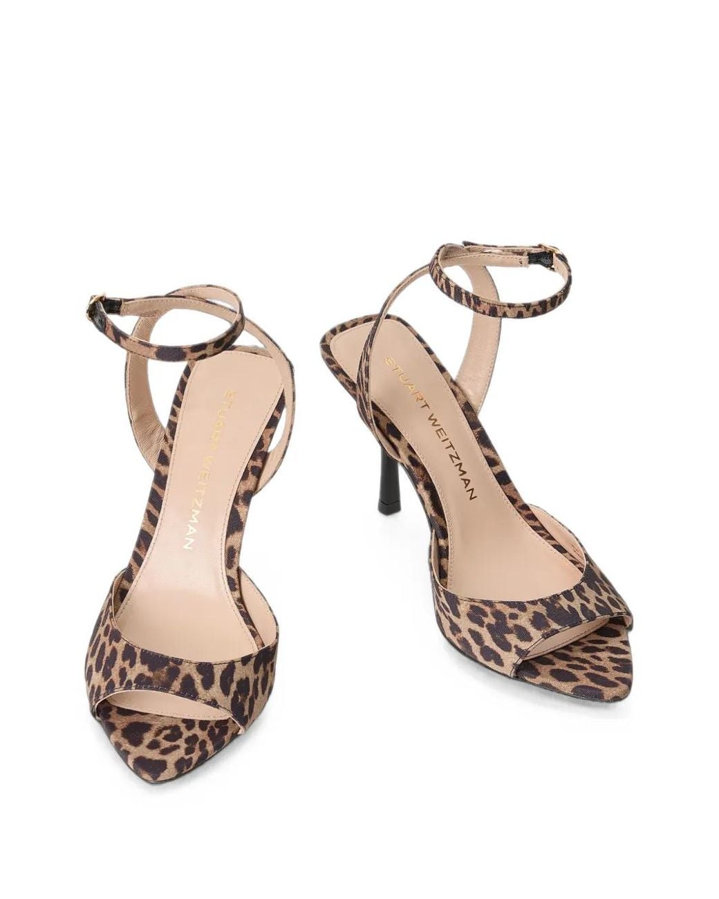 Stuart Weitzman White Lexington Leopard-Print Sandals