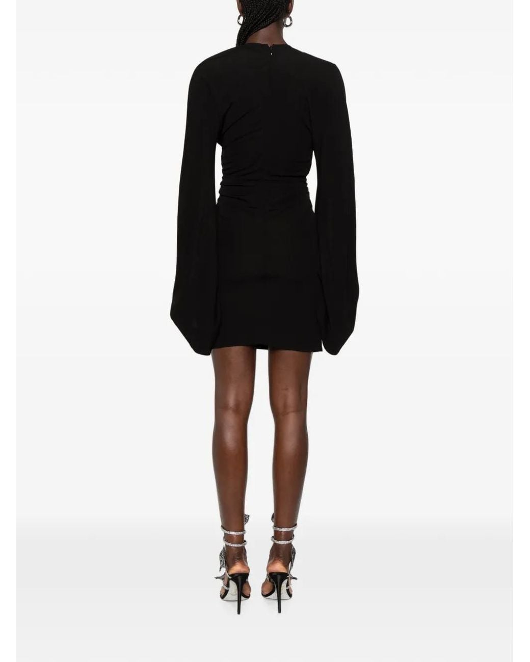 Christopher Esber Black Salacia Ruched Long Sleeve Mini Dress