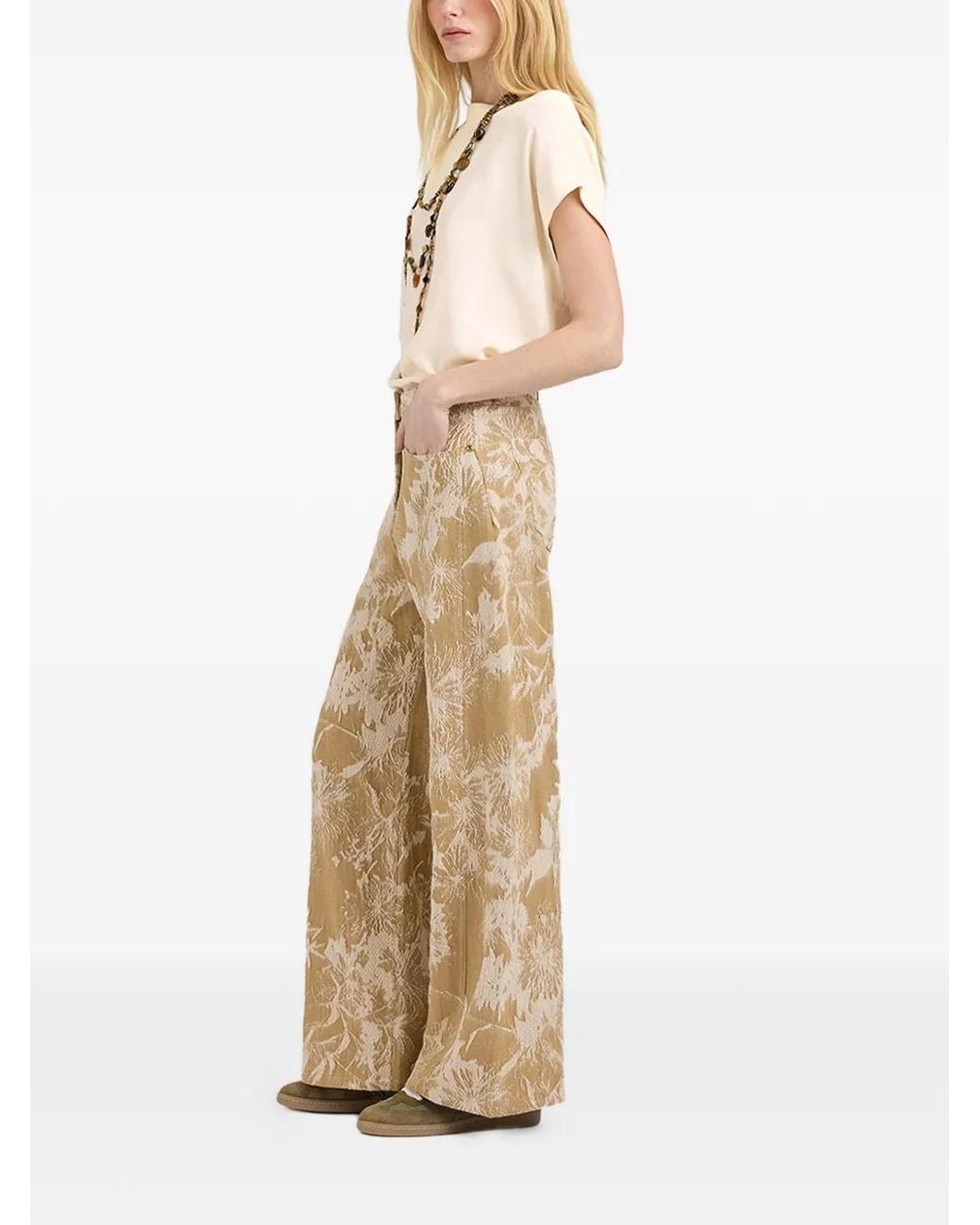 Momoní Natural Aguila Jacquard-Denim Trousers