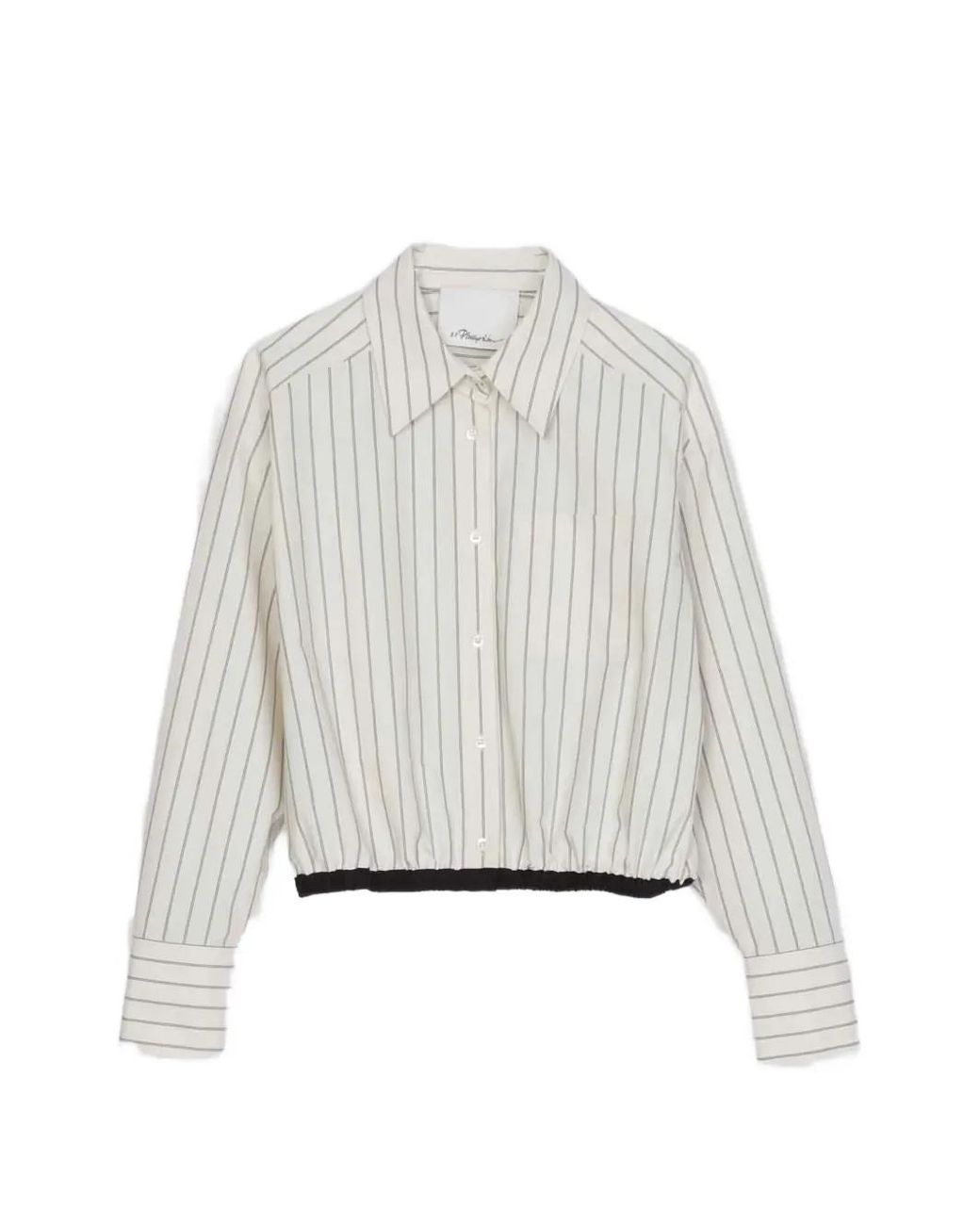 3.1 Phillip Lim White Striped Cropped Shirt