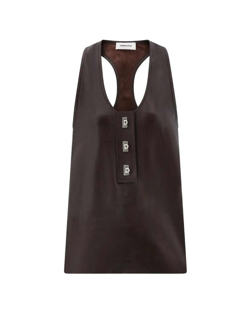 Ferragamo Black Nappa Racer Back Vest
