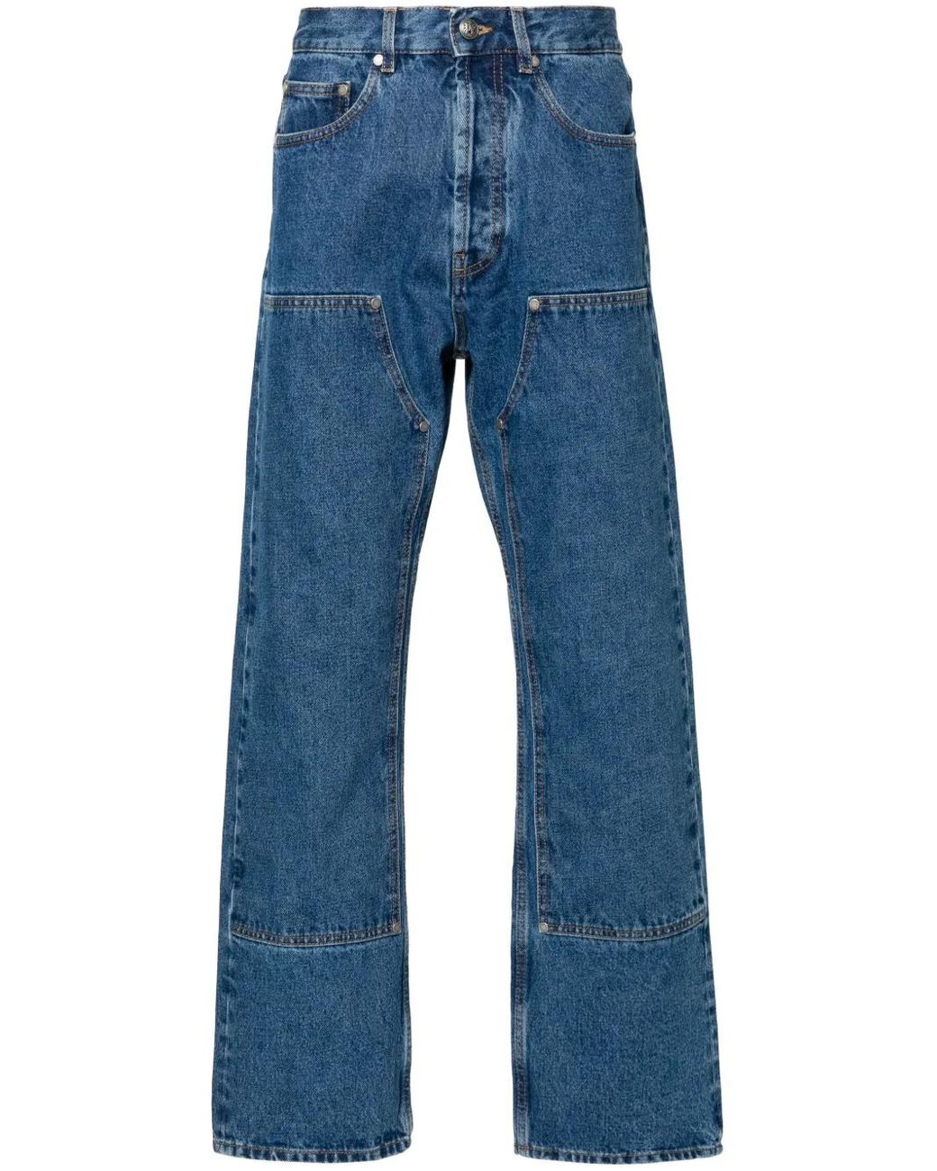 Palm Angels Blue Mid Washed Cotton Jeans for men