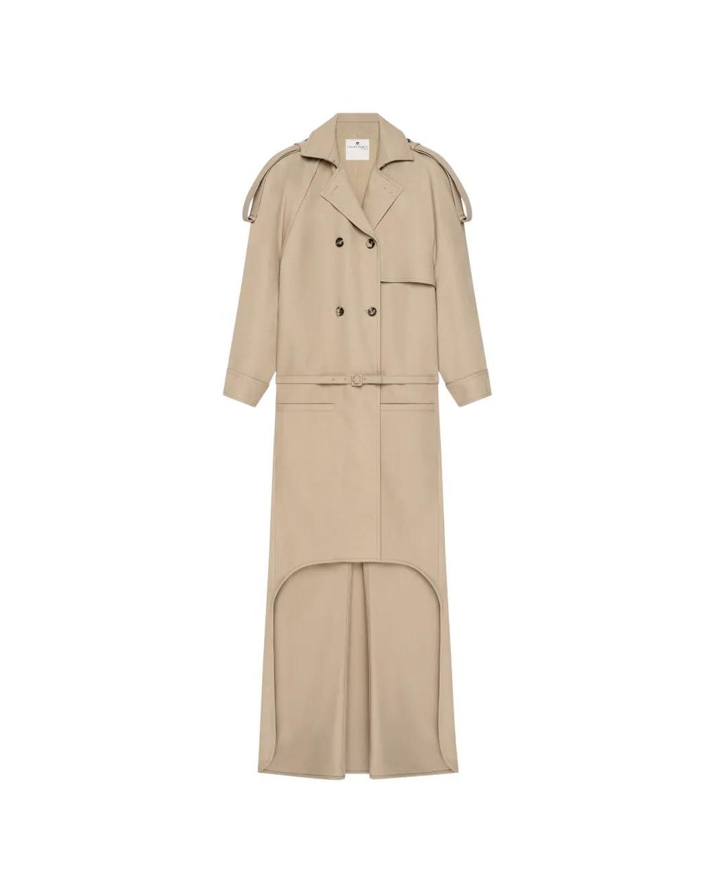 Courreges Natural Asymmetrical-Hem Trench Coat