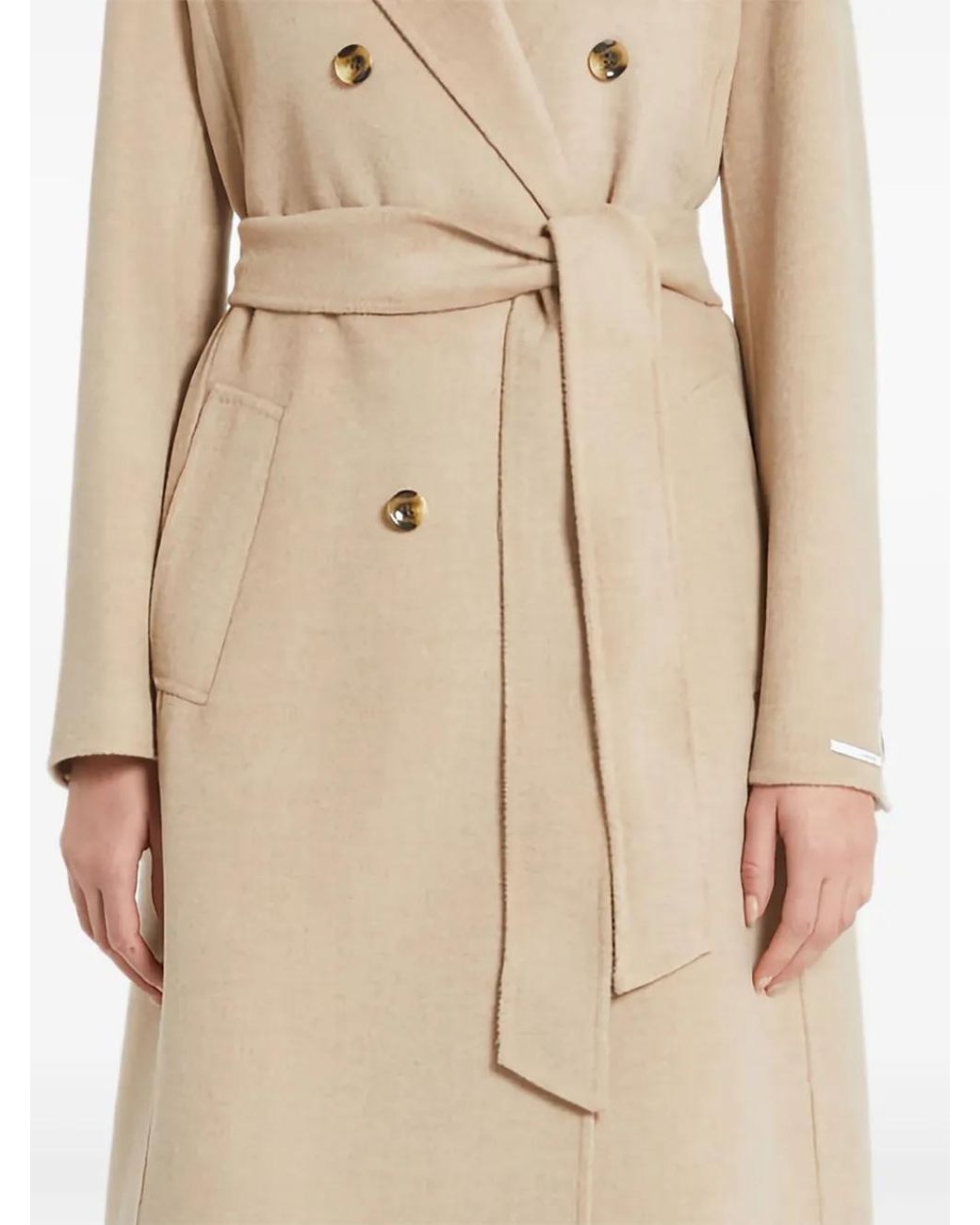 Marella Natural Double-Breasted Belted Coat