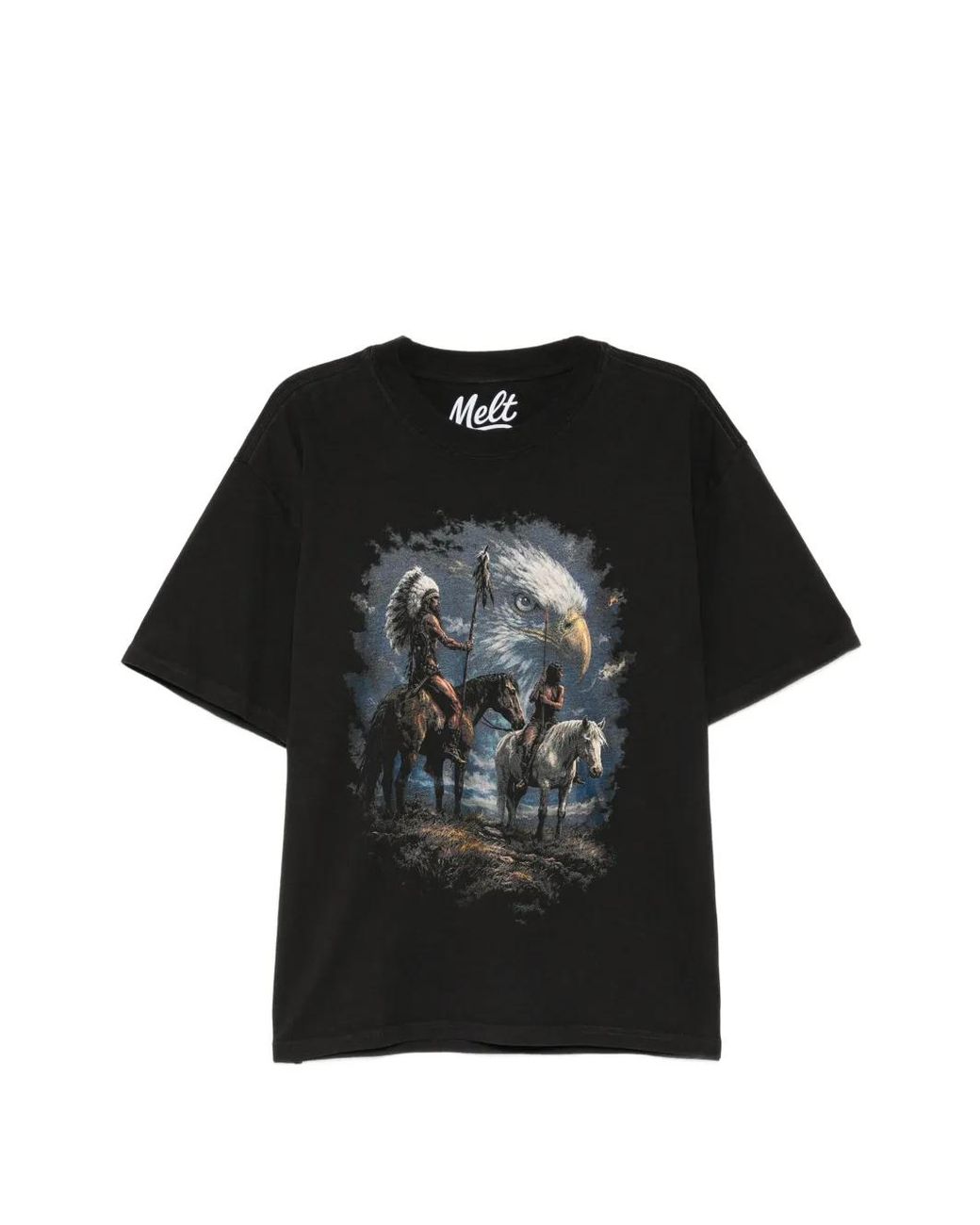 Melt Black Eagle-Print T-Shirt for men