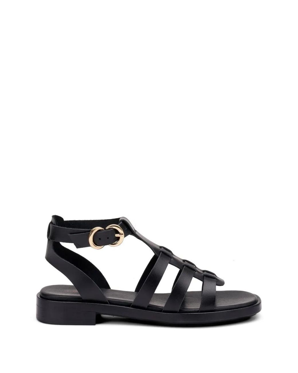 Frau Black Cage Leather Sandals