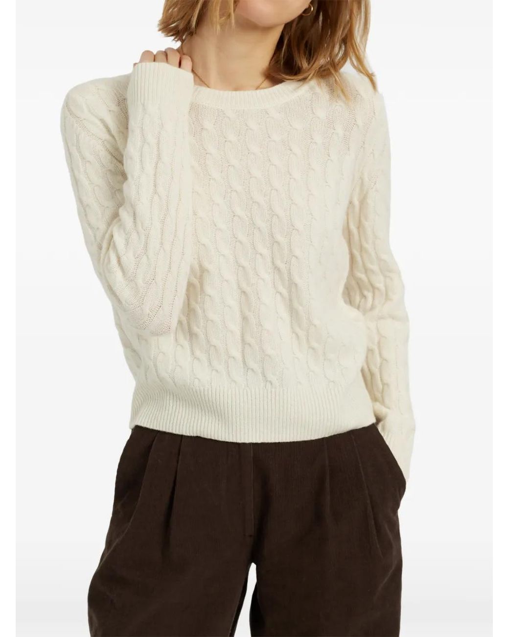 Chinti & Parker White Cable-Knit Cashmere Sweater