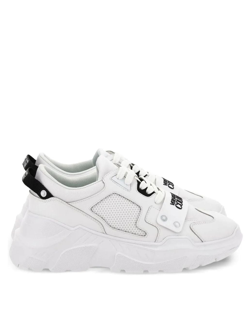 Versace Jeans Couture White Mesh-Panelled Sneakers for men