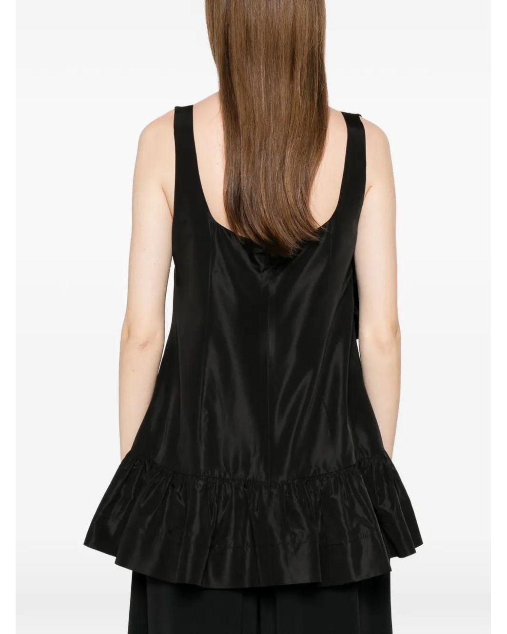 Simone Rocha Black Rosette-Embellished Ruffled Top