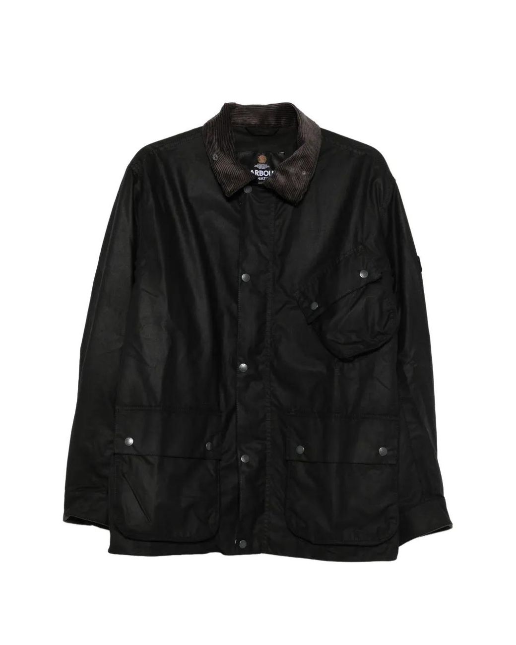 Barbour Black Waxed-Cotton Corduroy-Collar Jacket for men