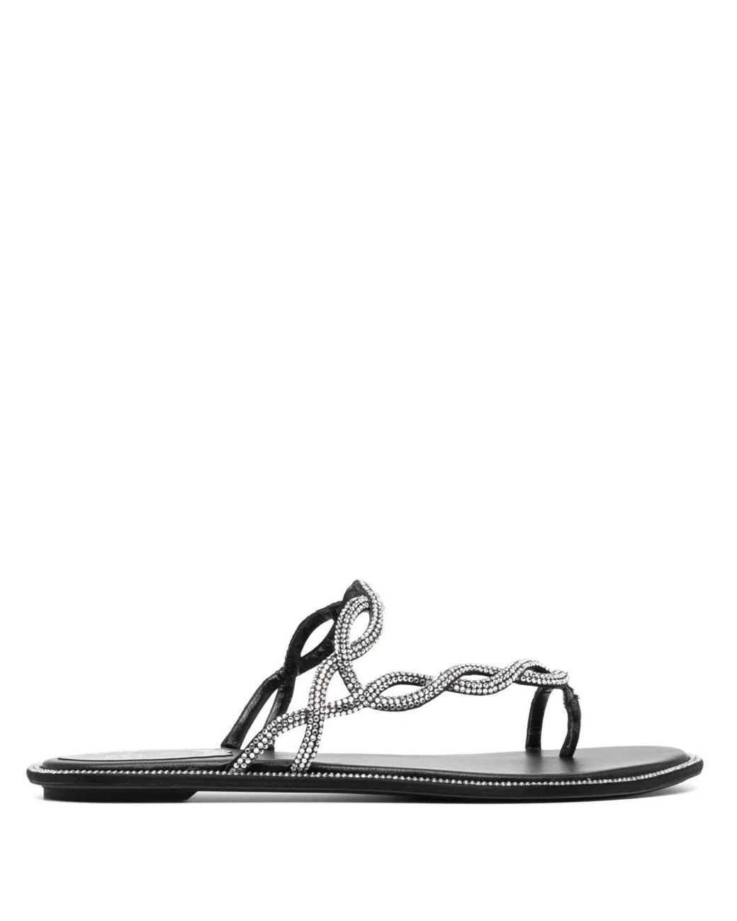 Rene Caovilla White Braid Sandals