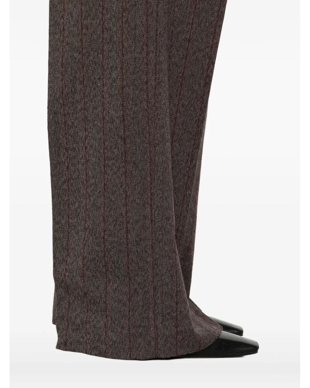 Golden Goose Deluxe Brand Gray Pinstripe Wool Wide-Leg Trousers