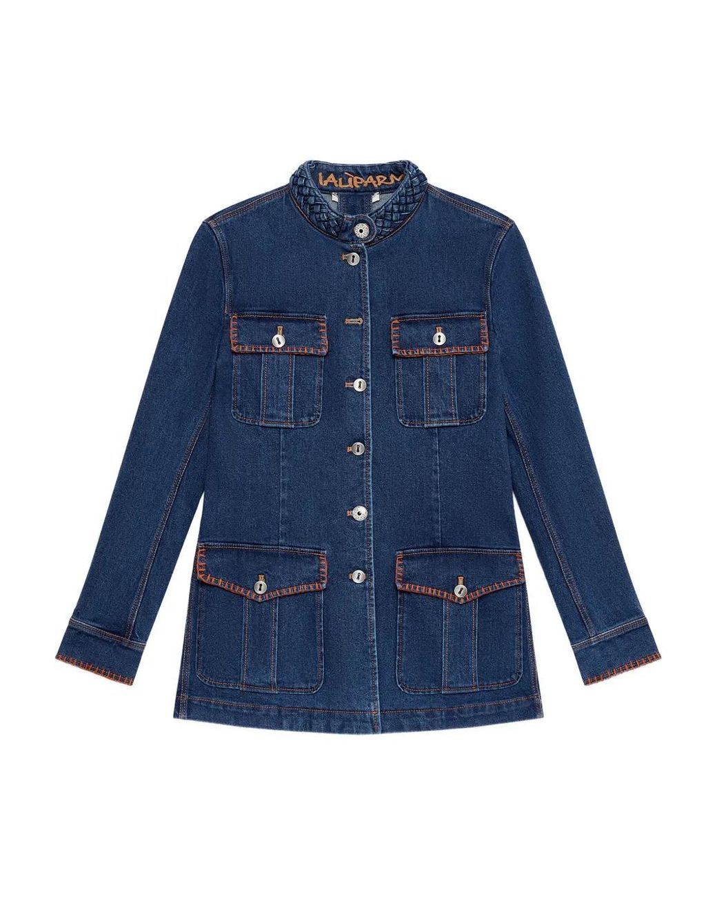 Maliparmi Blue Contrast-Stitching Denim Jacket