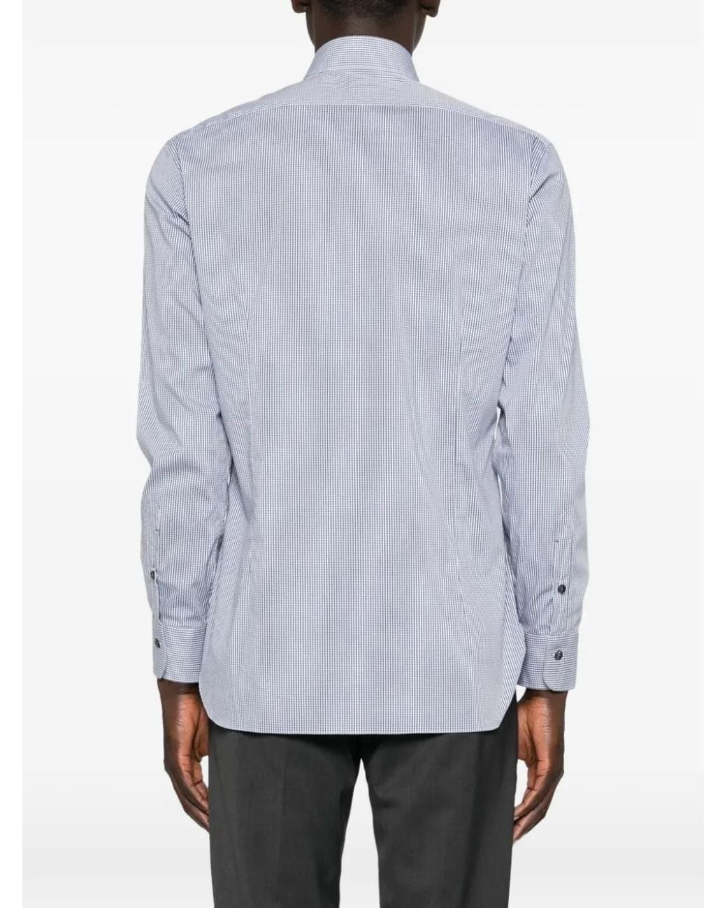 Barba Napoli Blue Checked Shirt for men