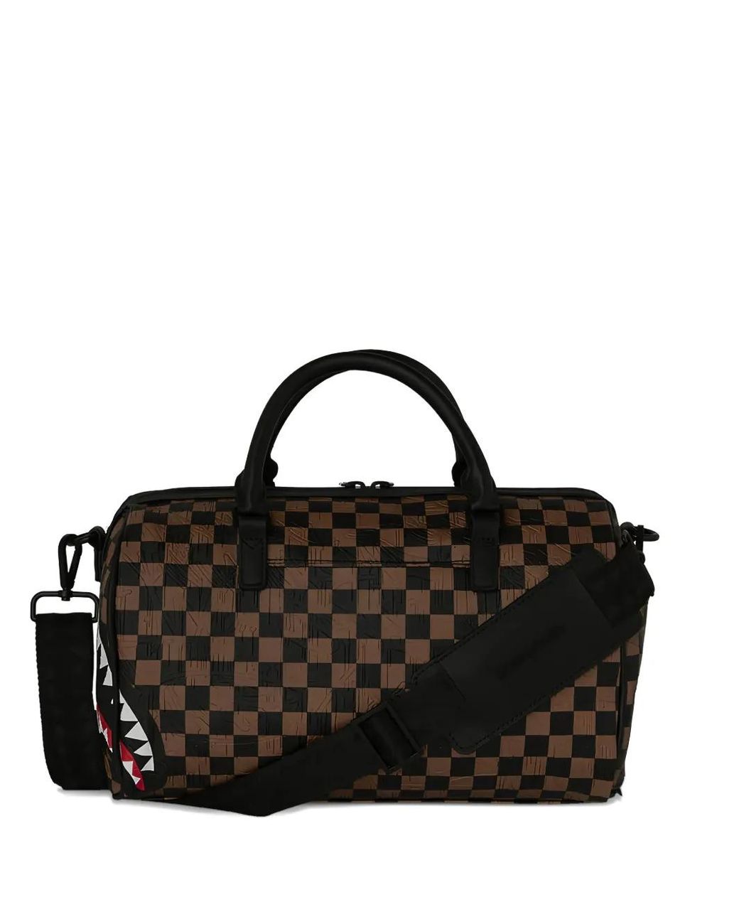 Sprayground Black Check-Pattern Duffle Bag for men