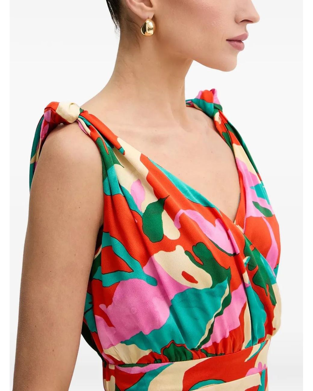Morgan White Knot Floral Print Maxi Dress