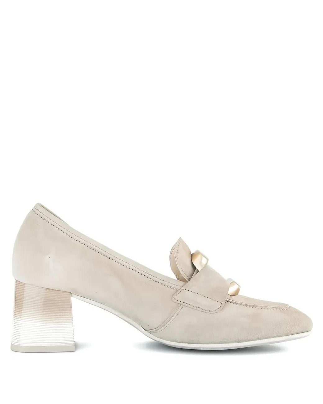 Gabor White Suede Block-Heel Pumps