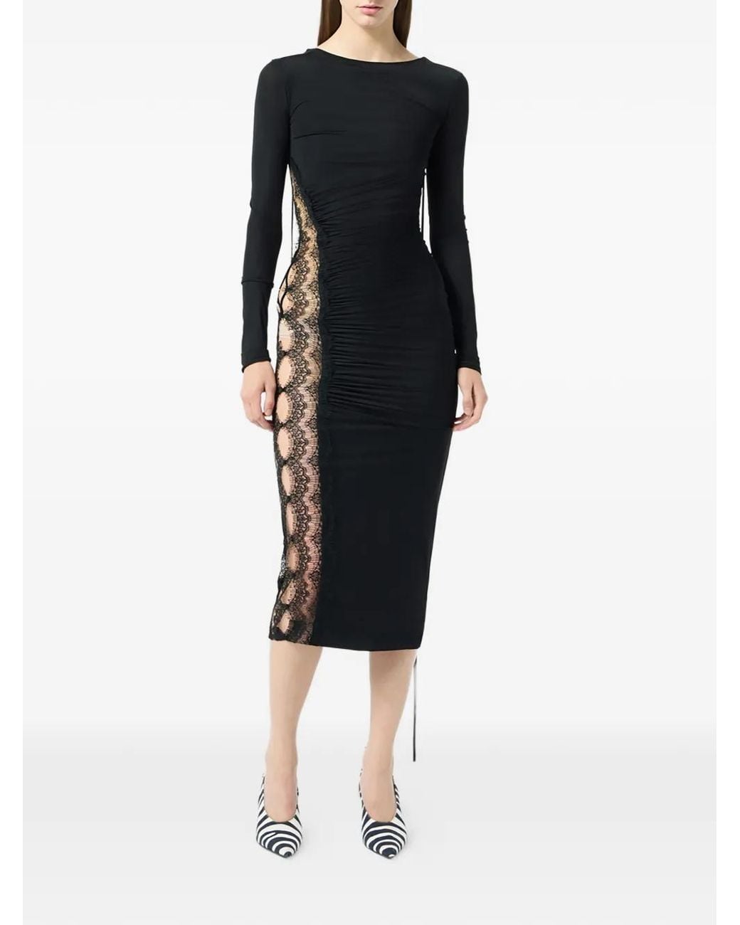 Blumarine Black Lace-insert Midi Dress