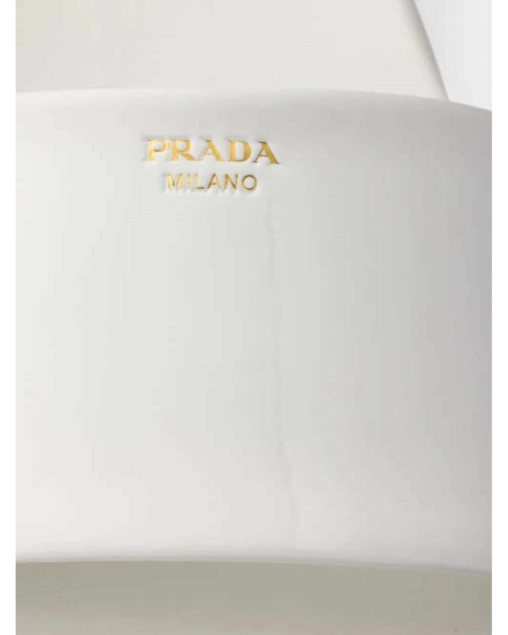 Prada White Patent Leather Slides