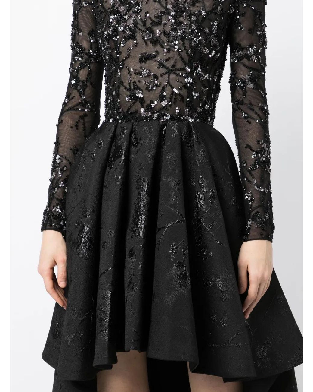 Saiid Kobeisy Black Brocade Beaded Dress
