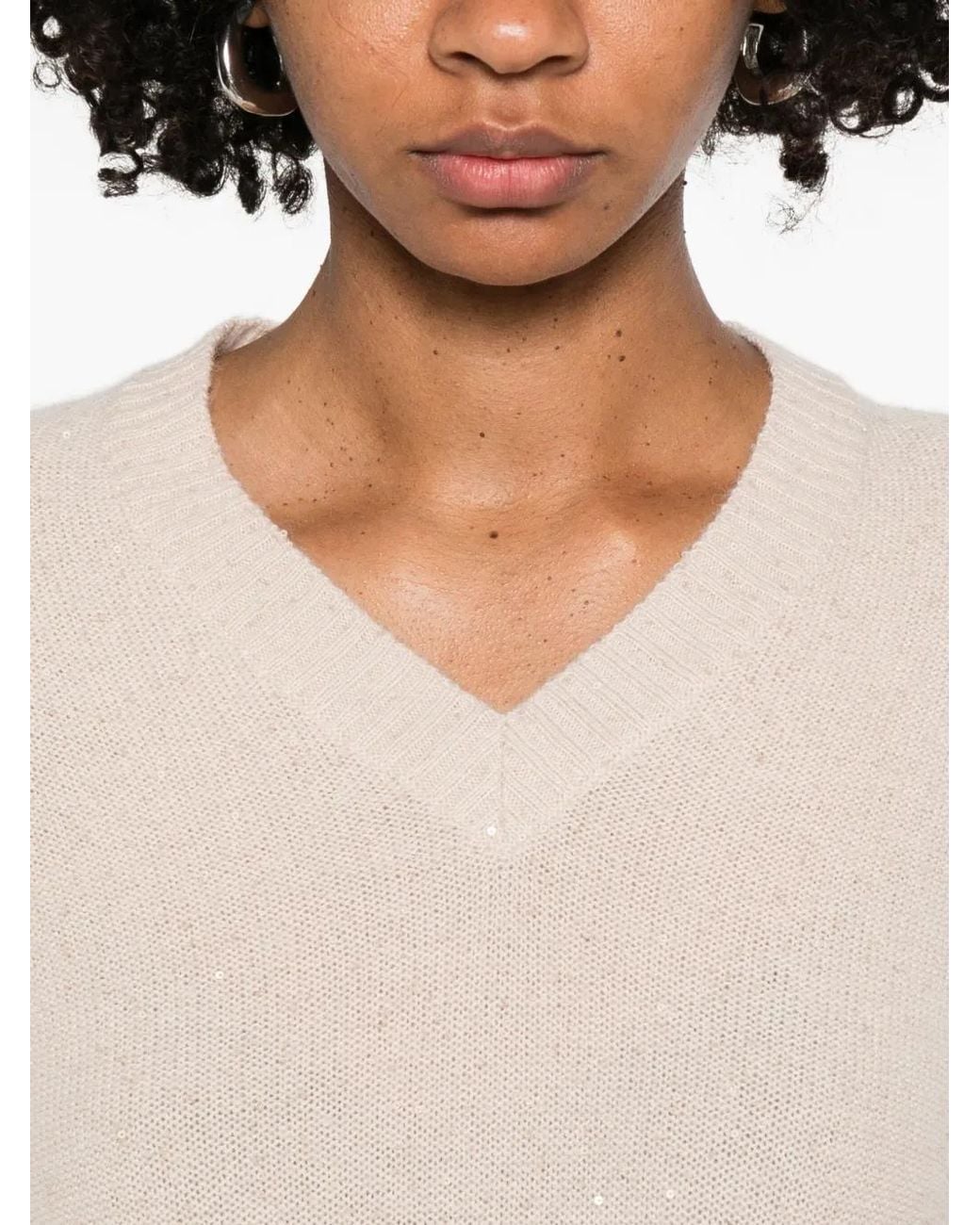 Fabiana Filippi Natural V-Neck Sweater