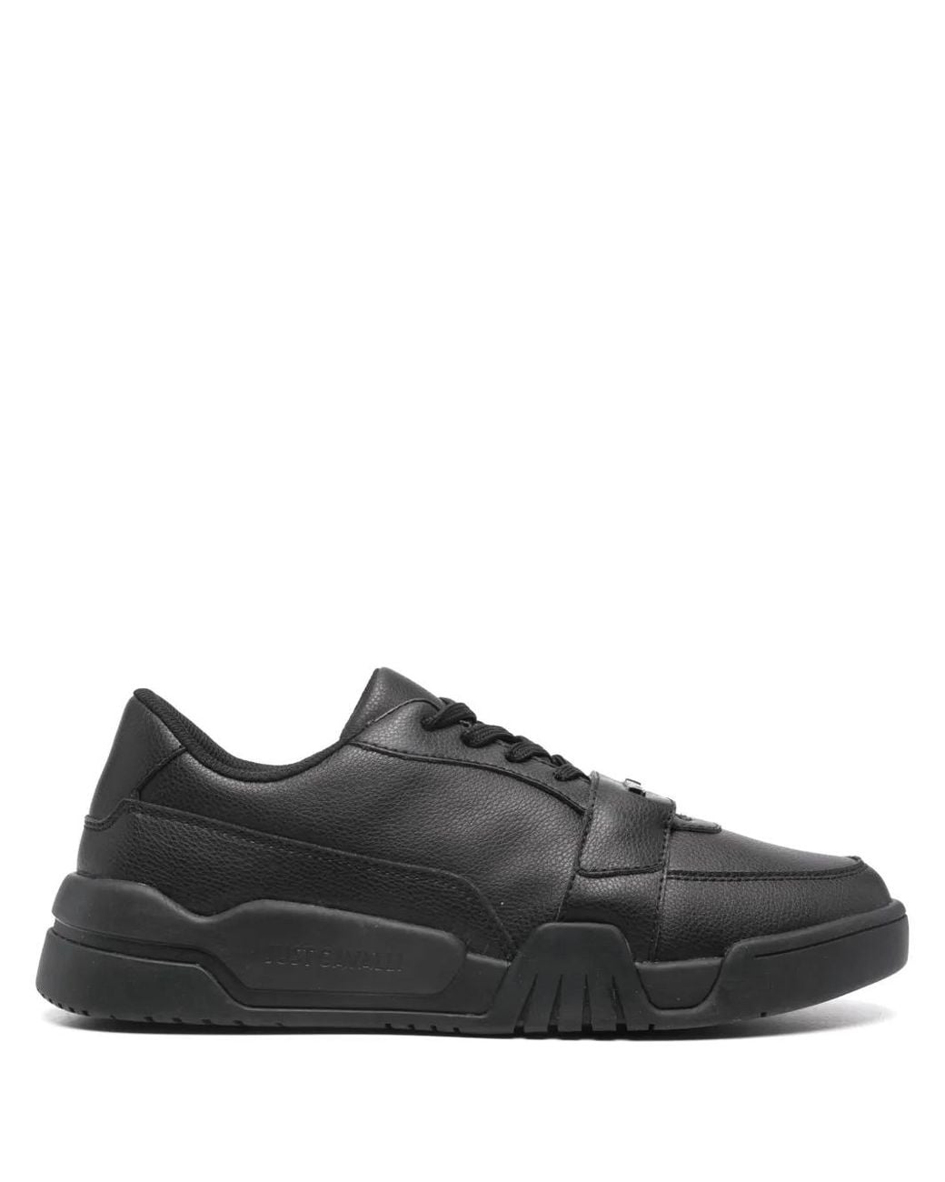 Just Cavalli Black Style Dis. 4 Leather Sneakers for men