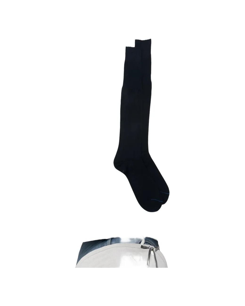ANT45 White Plain Long Knee-High Socks for men