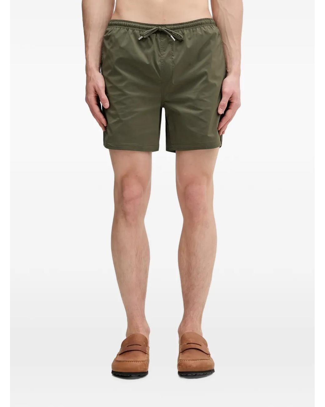 Filling Pieces Green Logo-Embroidered Drawstring Swim Shorts for men