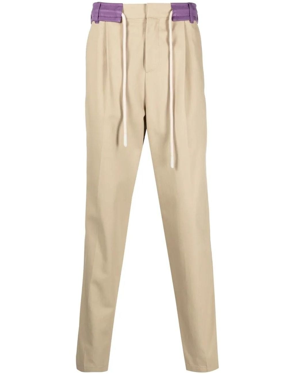Palm Angels Natural Side-Stripe Trousers for men