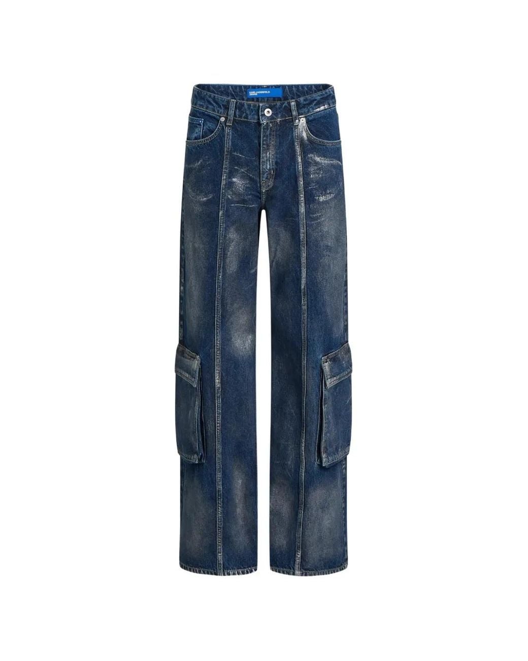 Karl Lagerfeld Blue Utility Mid-Rise Relaxed Jeans