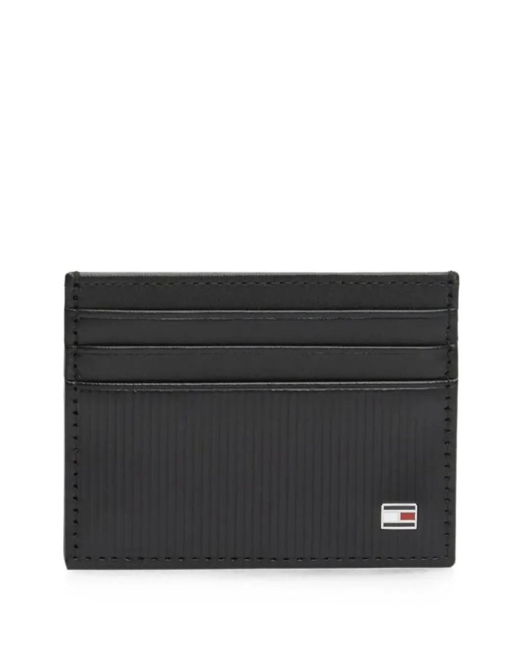 Tommy Hilfiger Black Flag-Plaque Ribbed Card Holder for men