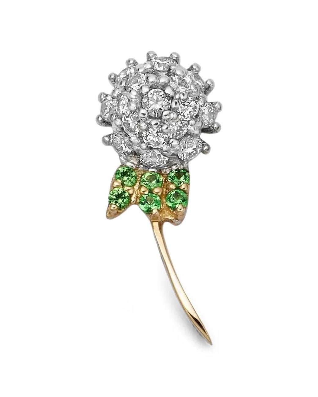 Loquet London White Dandelion Wish Diamond And Tsavorite Charm