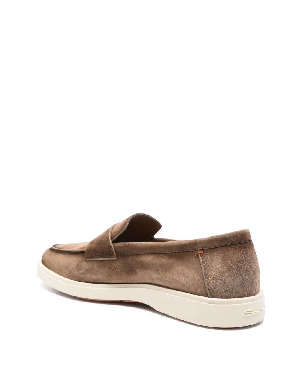 Santoni Brown Suede Loafers for men