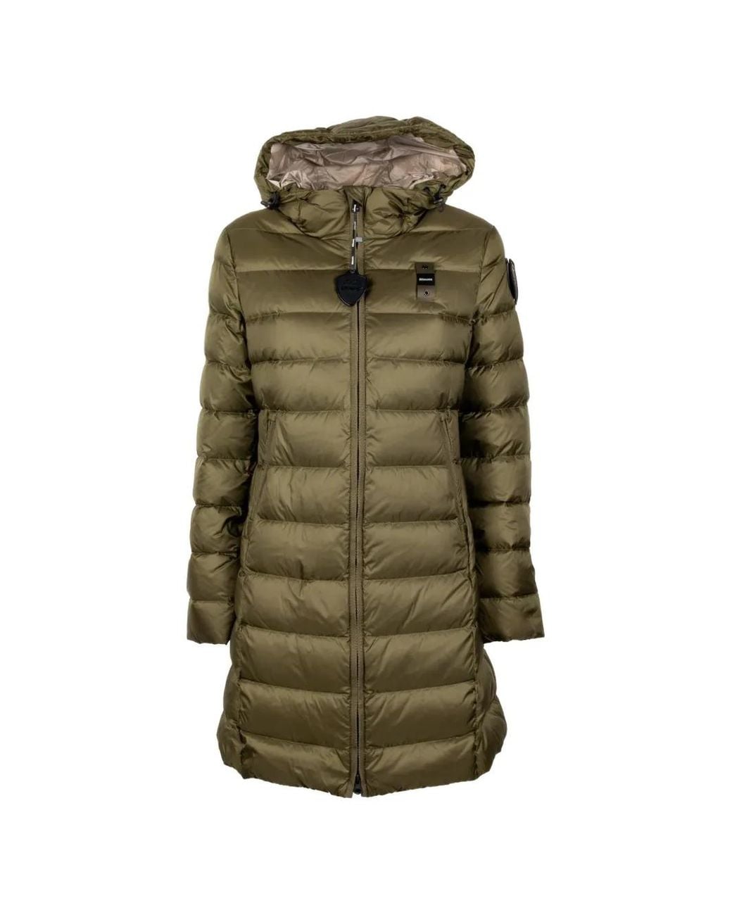Blauer Green Quilted Hooded Logo-Patch Jacket