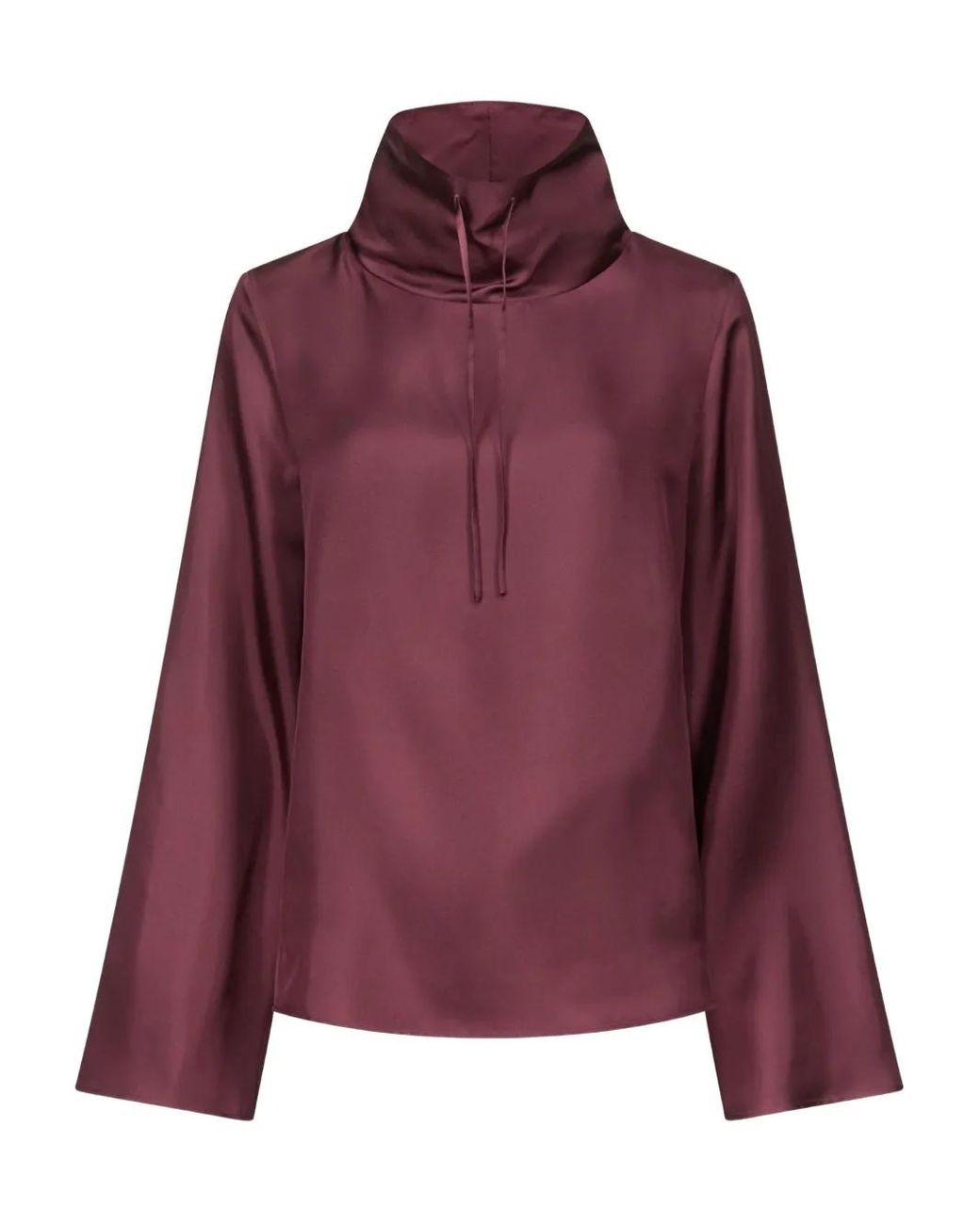 Loulou de Saison Purple Drawstring-Neck Wide-Sleeve Top