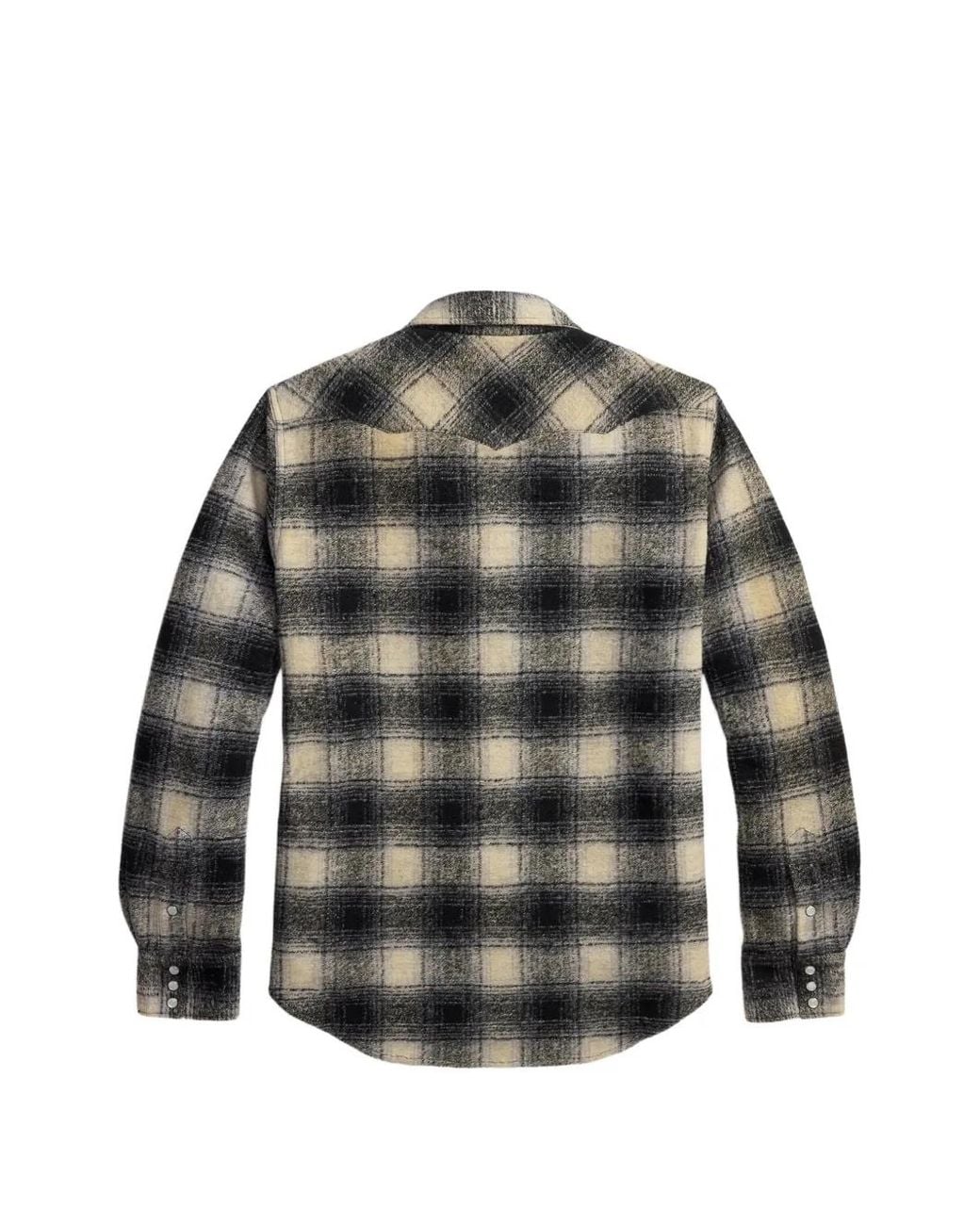 RRL Gray Snap-Button Checked Shirt for men