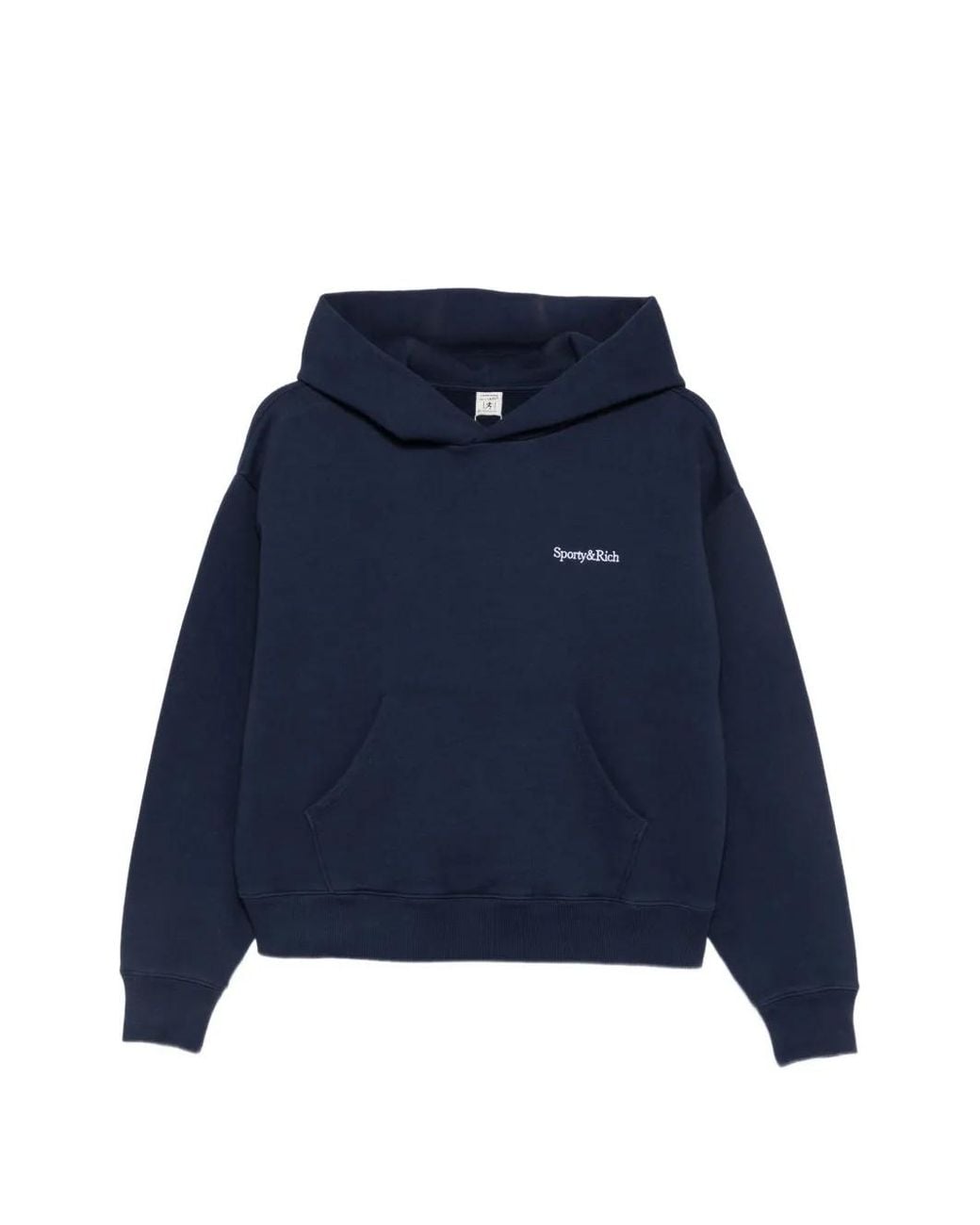 Sporty & Rich Blue Logo-Embroidered Pouch-Pocket Hoodie