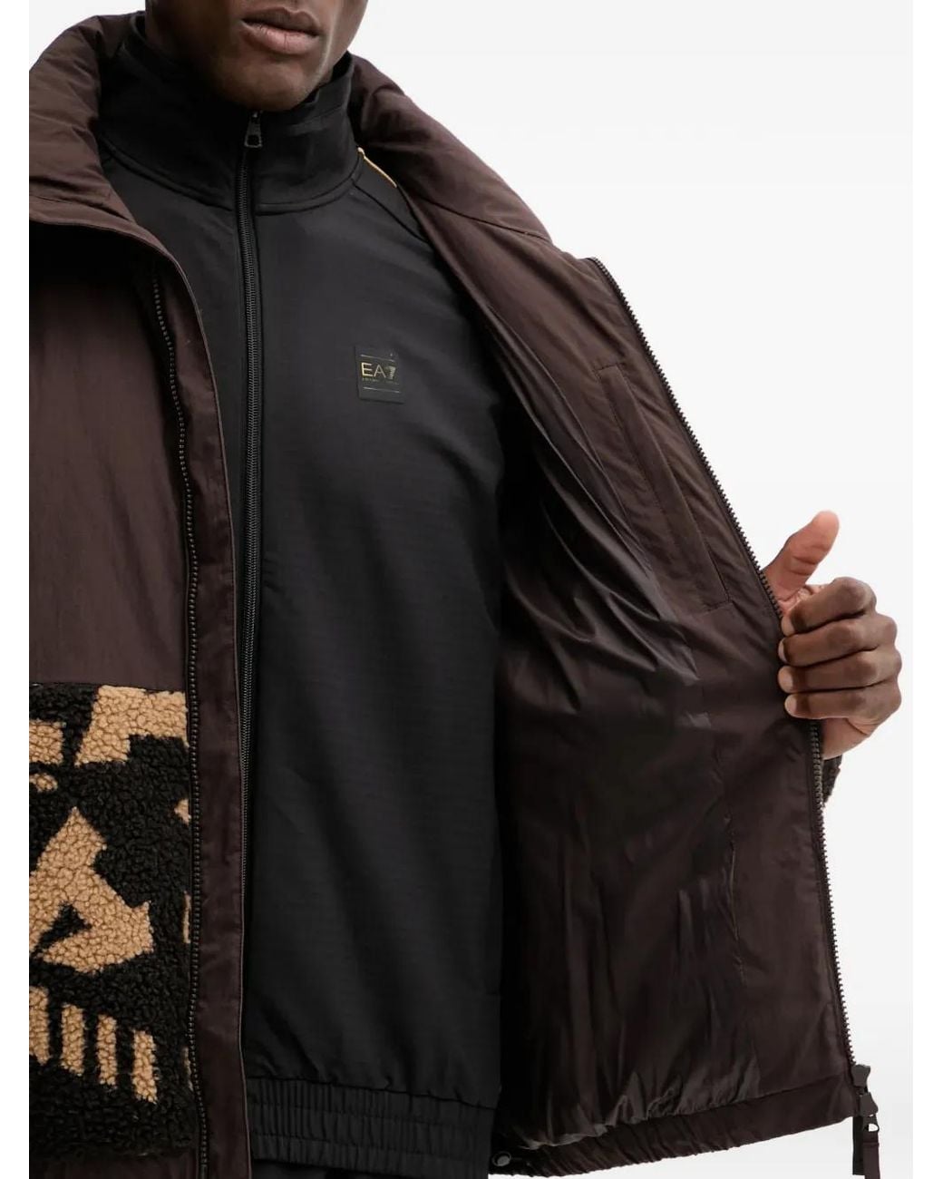 EA7 Black Logo-Patch Jacket for men